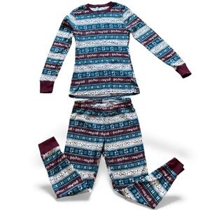 Harry Potter Pajama Set Womens Medium Holiday Cotton Hogwarts Winter Jogger PJs